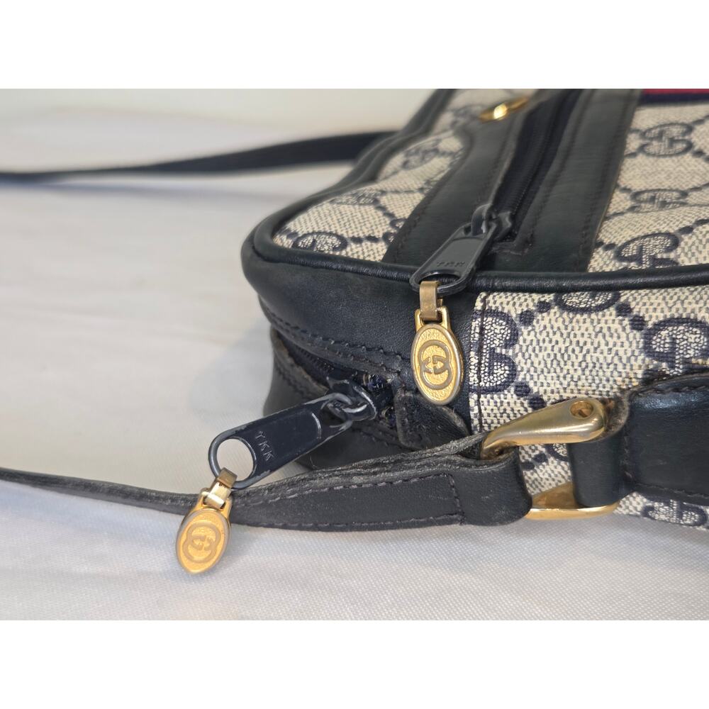 Gucci Vintage GG Supreme Crossbody Bag Navy Web Stripe Ophidia Bag Italy - Picture 6 of 15